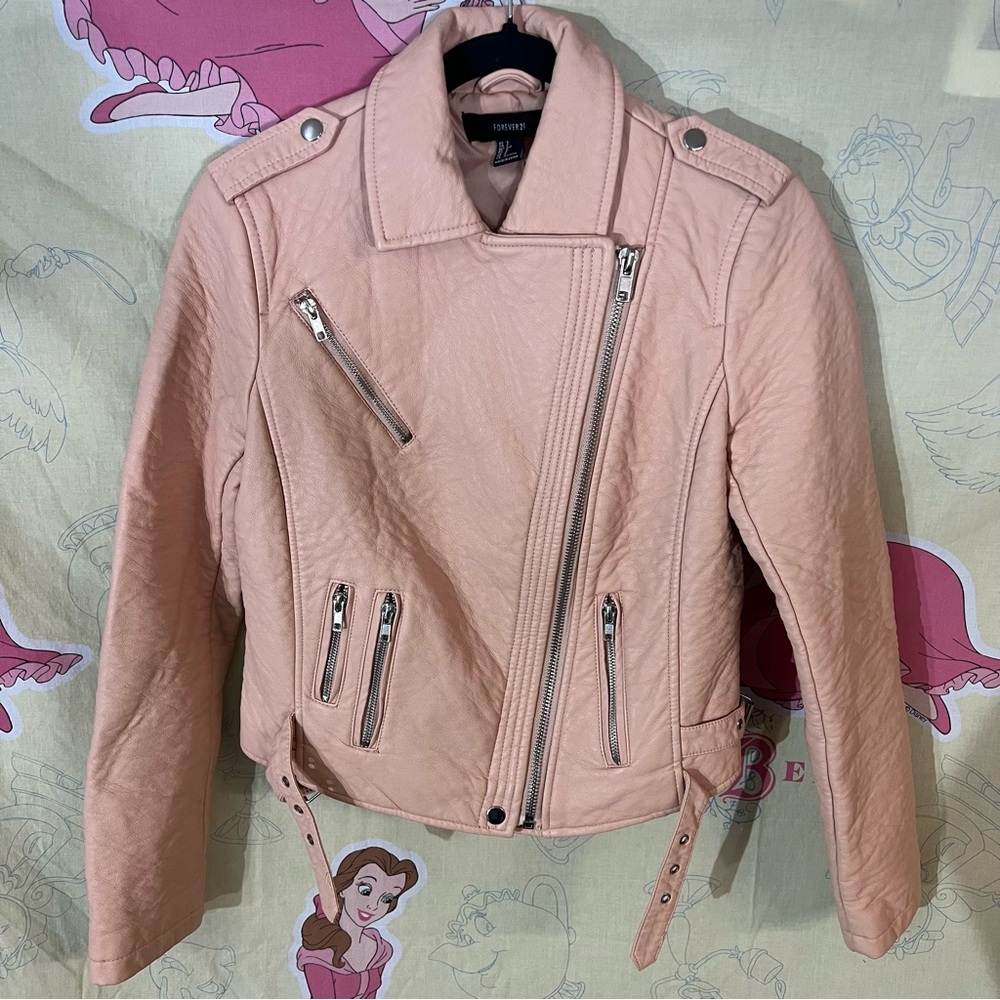 Forever 21 Blush Faux Leather Biker Jacket